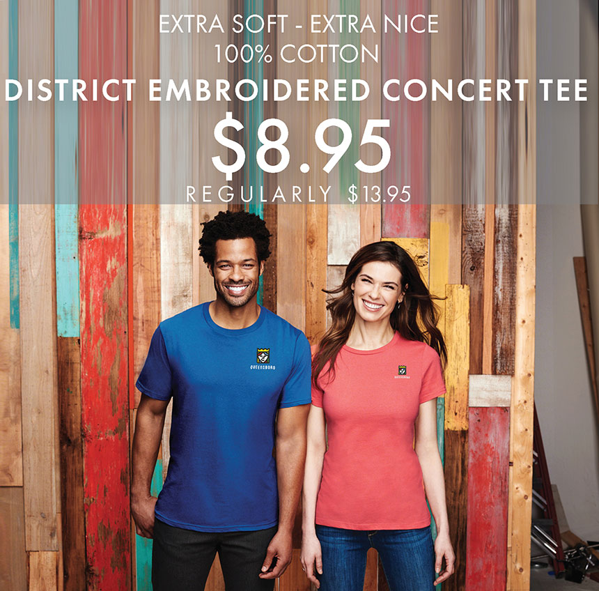 Custom Embroidered District Concert Tees