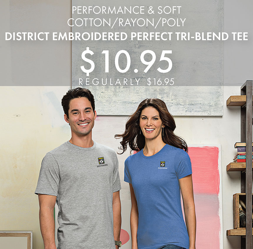 Custom Embroidered District Perfect Tri-Blend Tees