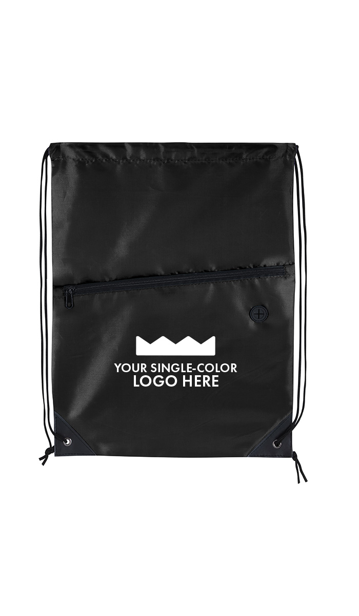Front Zip Printed Drawstring Backpack