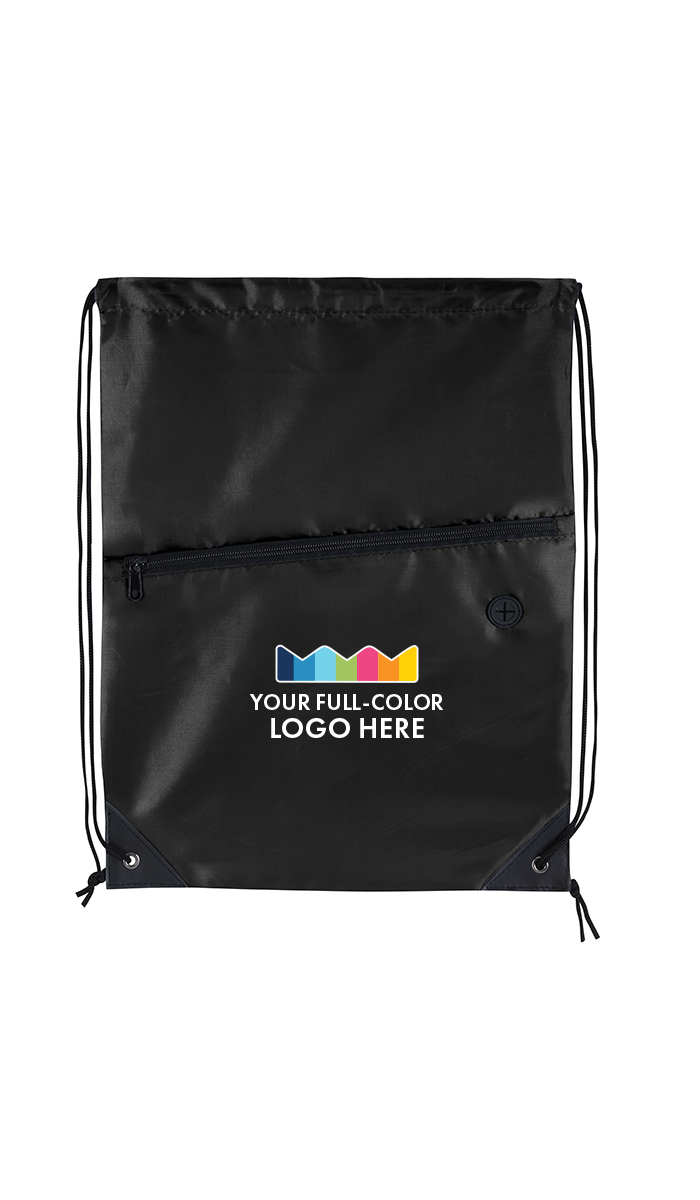Full Color Print Front Zip Drawstring Backpack Thumb