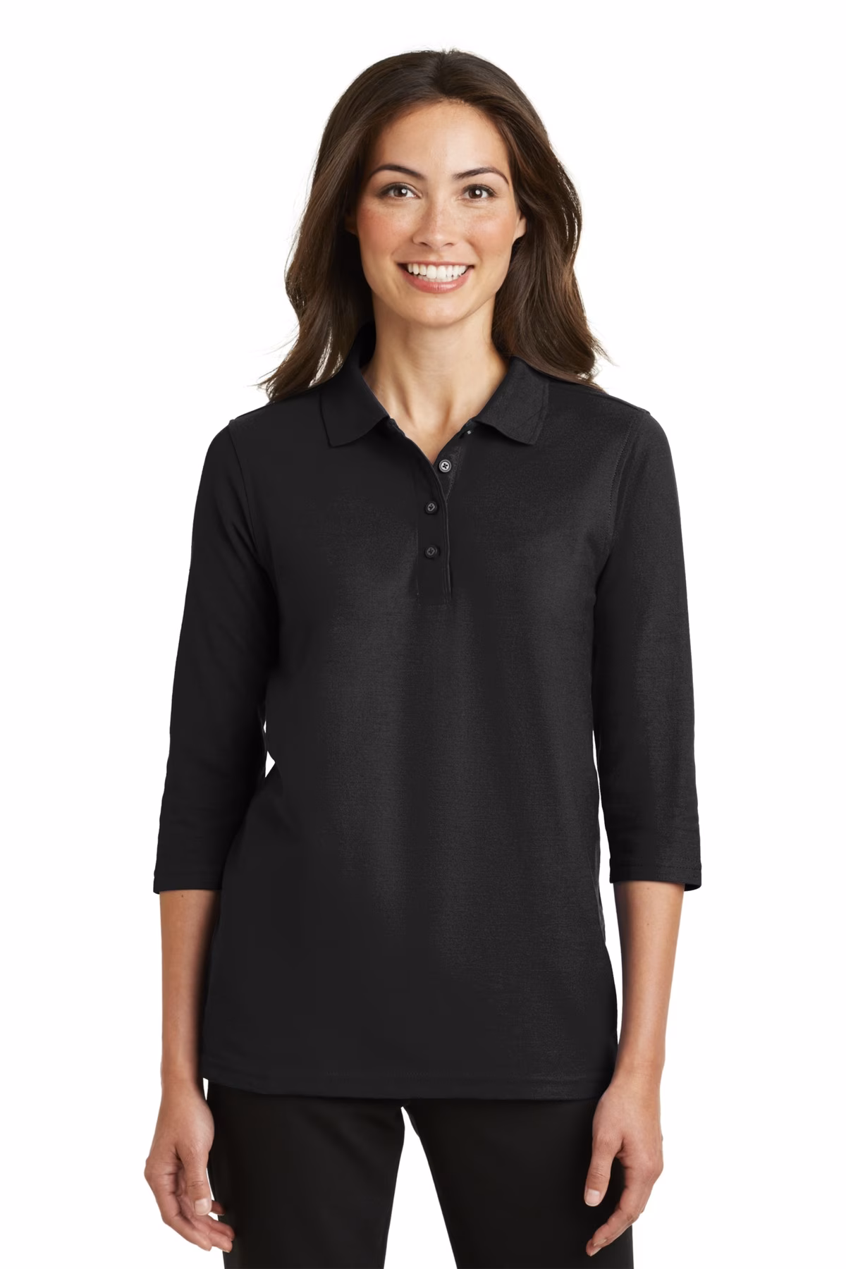Port Authority Embroidered Women's Silk Touch 3/4 Sleeve Pique Polo