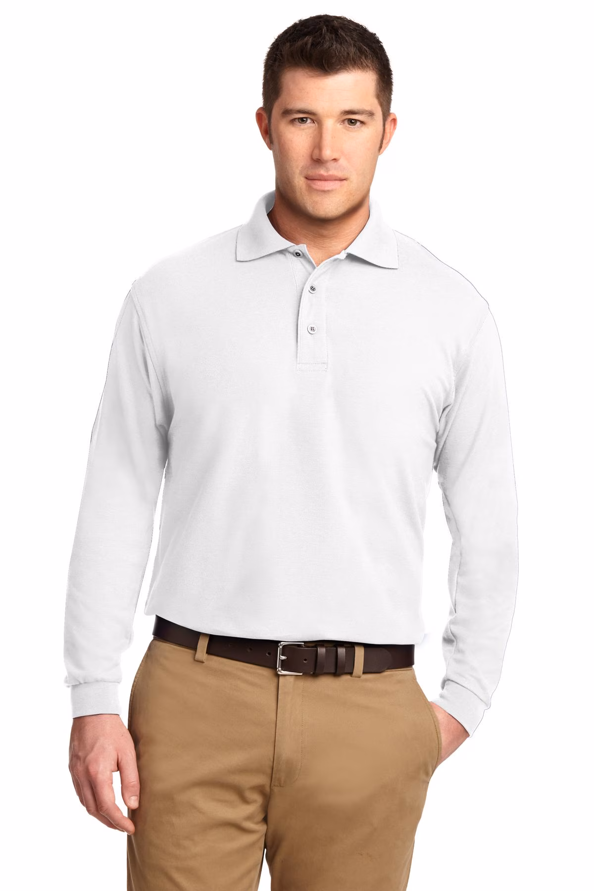 Port Authority Embroidered Long Sleeve Silk Touch Sport Shirt Image - Port Authority Long Sleeve Silk Touch Sport Shirt, long sleeve polo, port authority polo, silk touch polo, long sleeve silk touch polo, l/s polo, l/s poly-cotton blend, polo