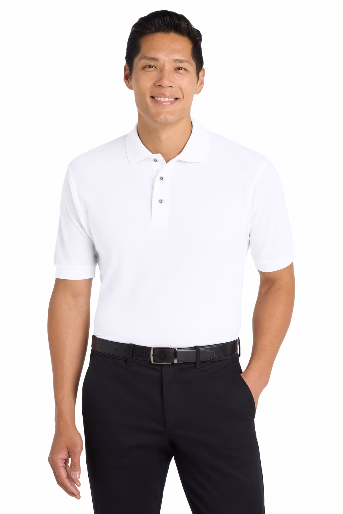 Port Authority Embroidered Men's Silk Touch Pique Polo Image - Port Authority Silk Touch Polo, port authority polo, embroidered polo, customized polo, custom embroidered polo, silk touch polo, silk touch, embroidery, custom polo, poly-cotton blend, blended polo, poly/cotton polo, Port Authority K500
