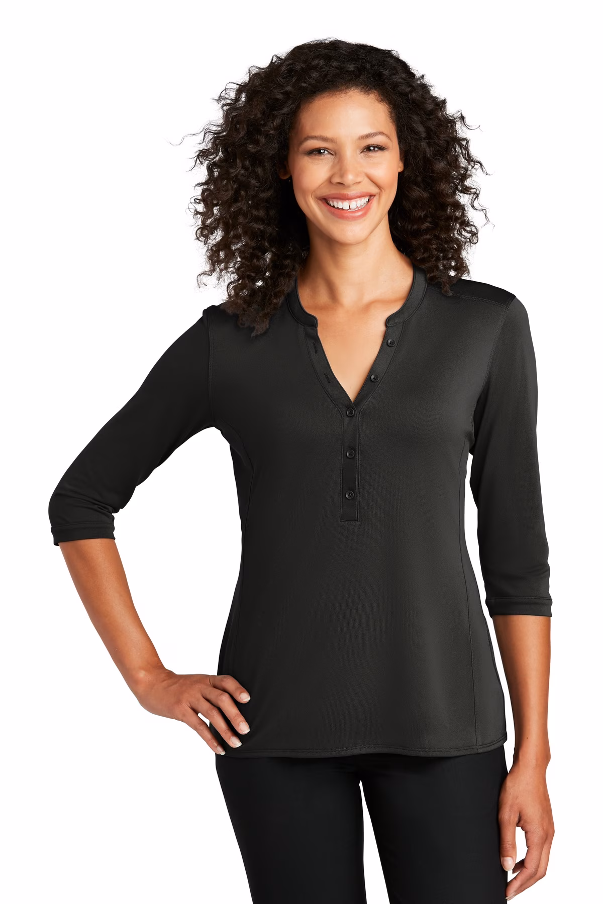 Port Authority Embroidered Women's UV Choice Pique Henley Image - Port Authority Embroidered Women's UV Choice Pique Henley