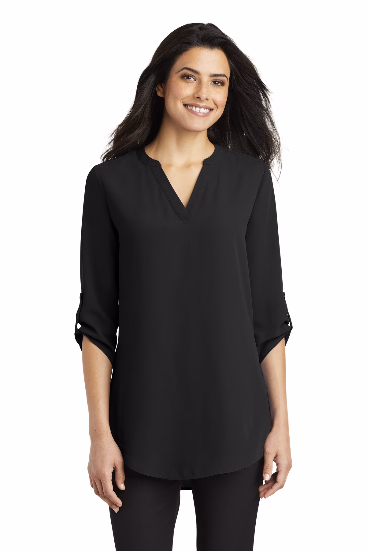 Port Authority Embroidered Women's 3/4-Sleeve Tunic Blouse Image - Port Authority Embroidered Women's 3/4-Sleeve Tunic Blouse