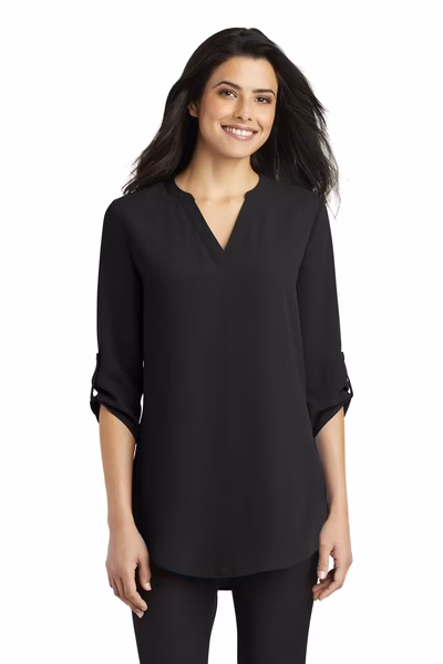 Port Authority Embroidered Women's 3/4-Sleeve Tunic Blouse