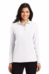 Port Authority Embroidered Women's Silk Touch Long Sleeve Polo Front view
