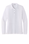 Port Authority Embroidered Women's Silk Touch Long Sleeve Polo Flat Front view