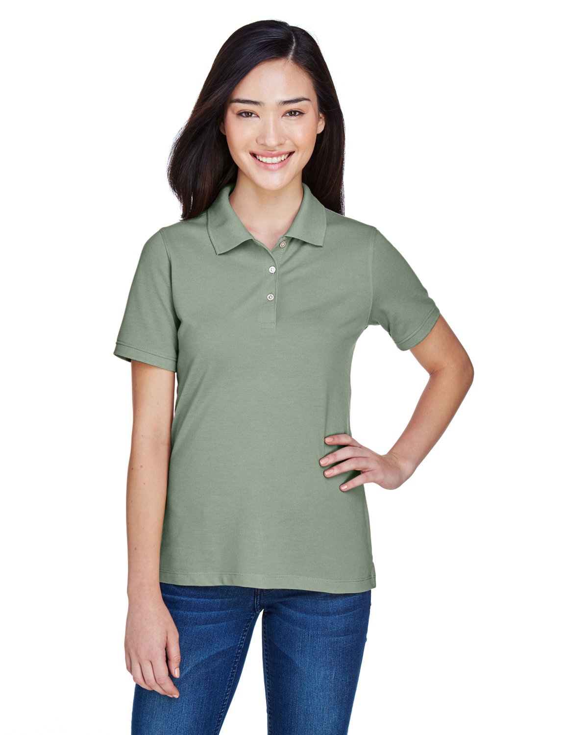 Harriton Embroidered Women's 5.6 oz. Easy Blend Polo