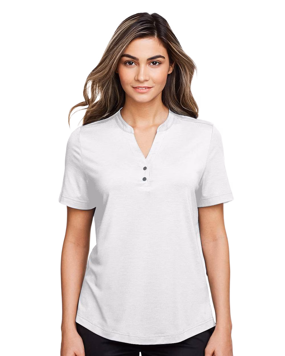 North End Embroidered Women's Jaq Snap-Up Stretch Performance Polo Image - North End Embroidered Women's Jaq Snap-Up Stretch Performance Polo