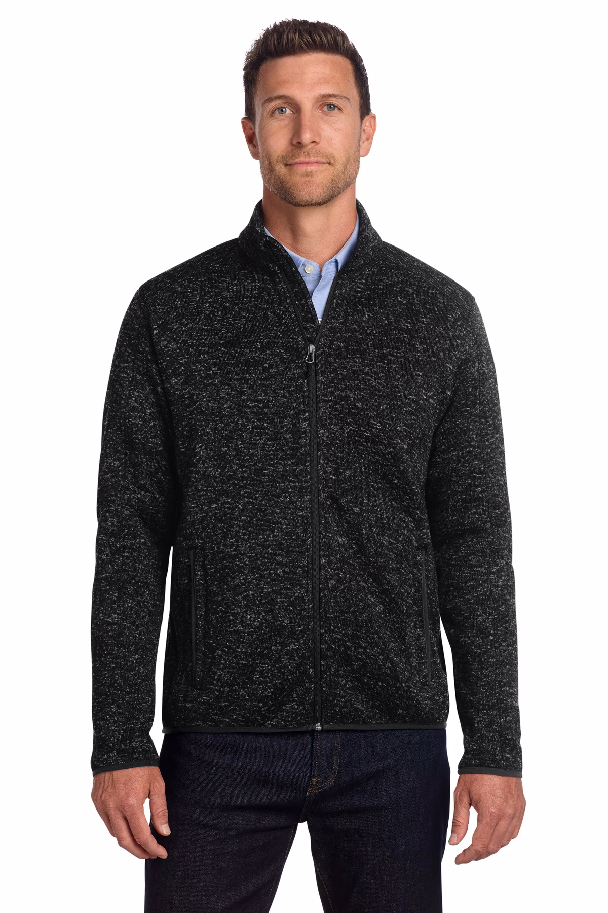 Port Authority Embroidered Men's Sweater Fleece Jacket Image - Port Authority Sweater Fleece Jacket