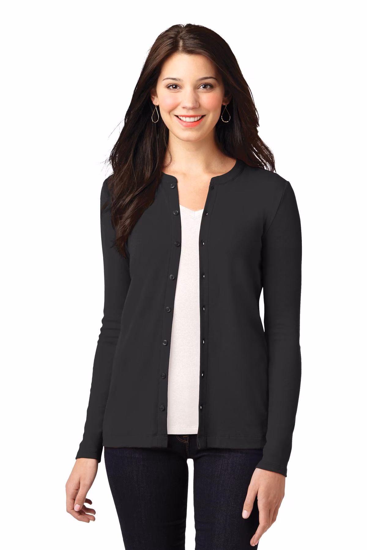 Port Authority Embroidered Women's Concept Stretch Button-Front Cardigan Image - Port Authority Ladies Concept Stretch Button-Front Cardigan