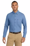 Port & Company Embroidered Men's Long Sleeve Denim Shirt Thumb