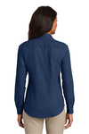 Port & Company Embroidered Women's Long Sleeve Denim Shirt Thumb