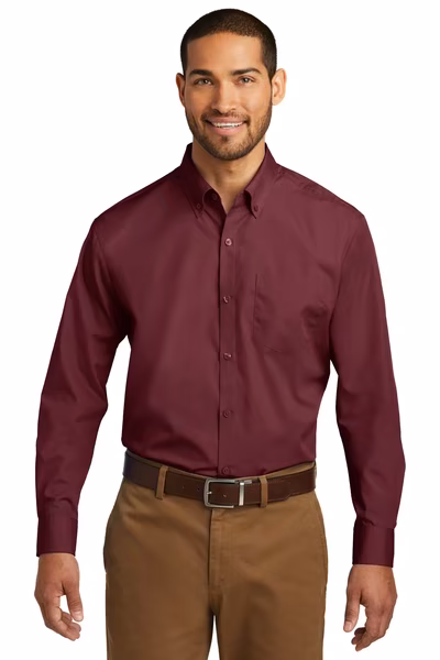 Port Authority Embroidered Men's Long Sleeve Carefree Poplin Shirt
