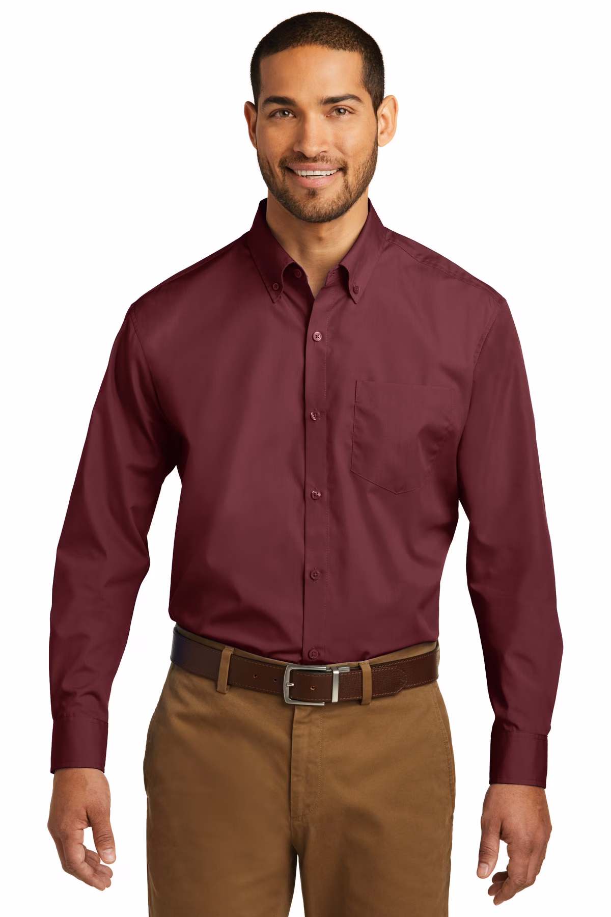 Port Authority Embroidered Men's Long Sleeve Carefree Poplin Shirt