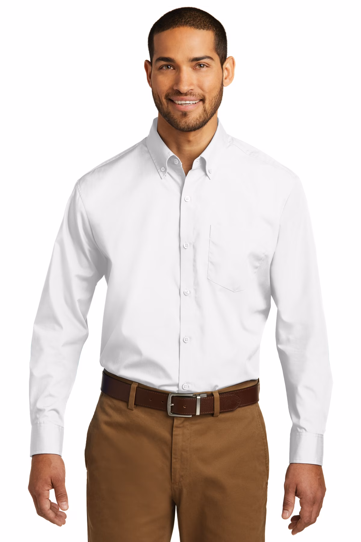 Port Authority Embroidered Men's Long Sleeve Carefree Poplin Shirt Image - Port Authority Long Sleeve Carefree Poplin Shirt, embroidered shirt, button down shirt