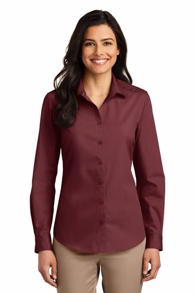 Port Authority Embroidered Women's Long Sleeve Carefree Poplin Shirt