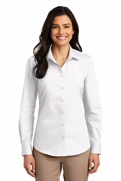 Port Authority Embroidered Women's Long Sleeve Carefree Poplin Shirt