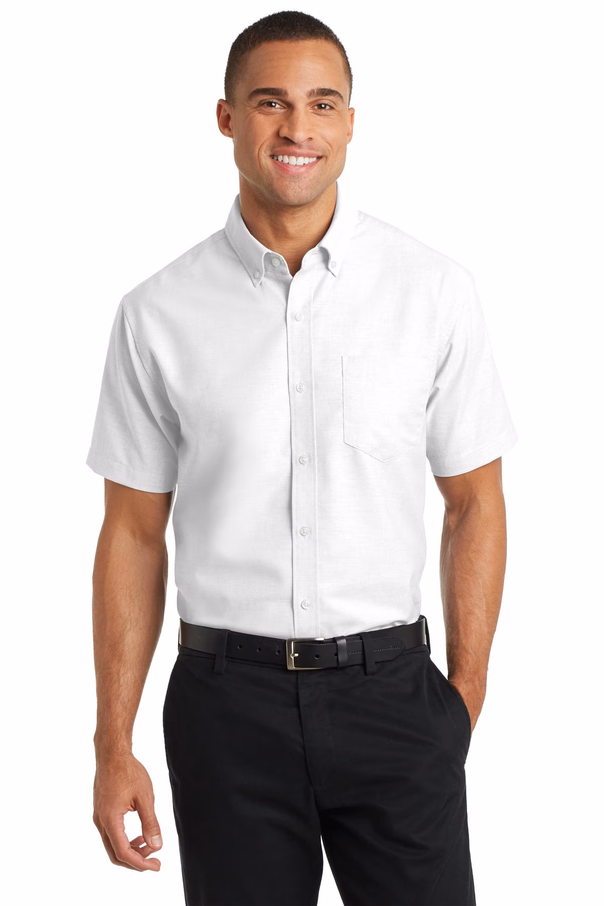 Port Authority Embroidered Men's Short Sleeve SuperPro Oxford Shirt Image - Port Authority Short Sleeve SuperPro Oxford Shirt