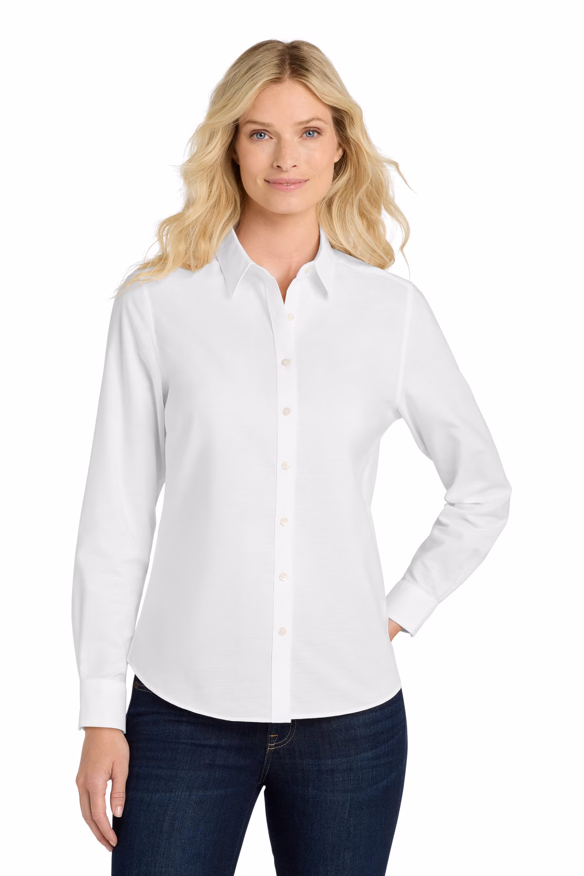 Port Authority Embroidered Women's SuperPro Oxford Shirt Image - Port Authority Ladies SuperPro Oxford Shirt