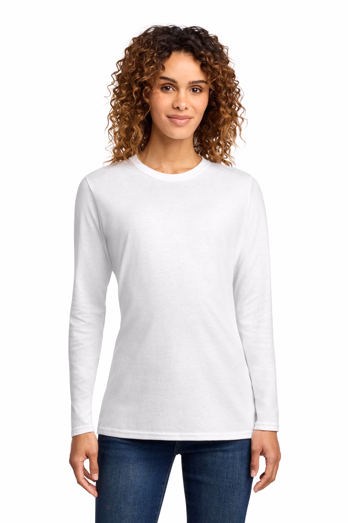 Port & Company Embroidered Women's Long Sleeve Core Cotton Tee Image - Port & Company Embroidered Women's Long Sleeve Core Cotton Tee