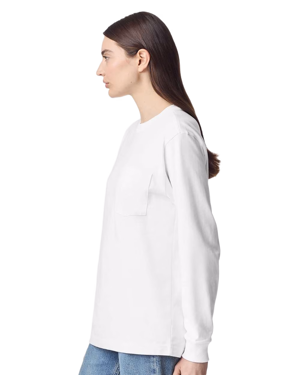 American Apparel Printed Super Heavyweight Long Sleeve Pocket Tee