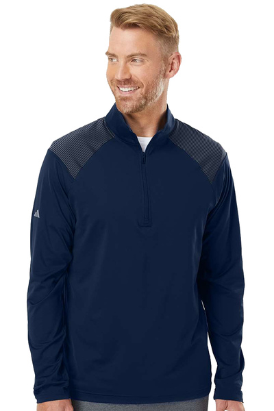 Adidas Embroidered Men's Shoulder Stripe Quarter-Zip Pullover