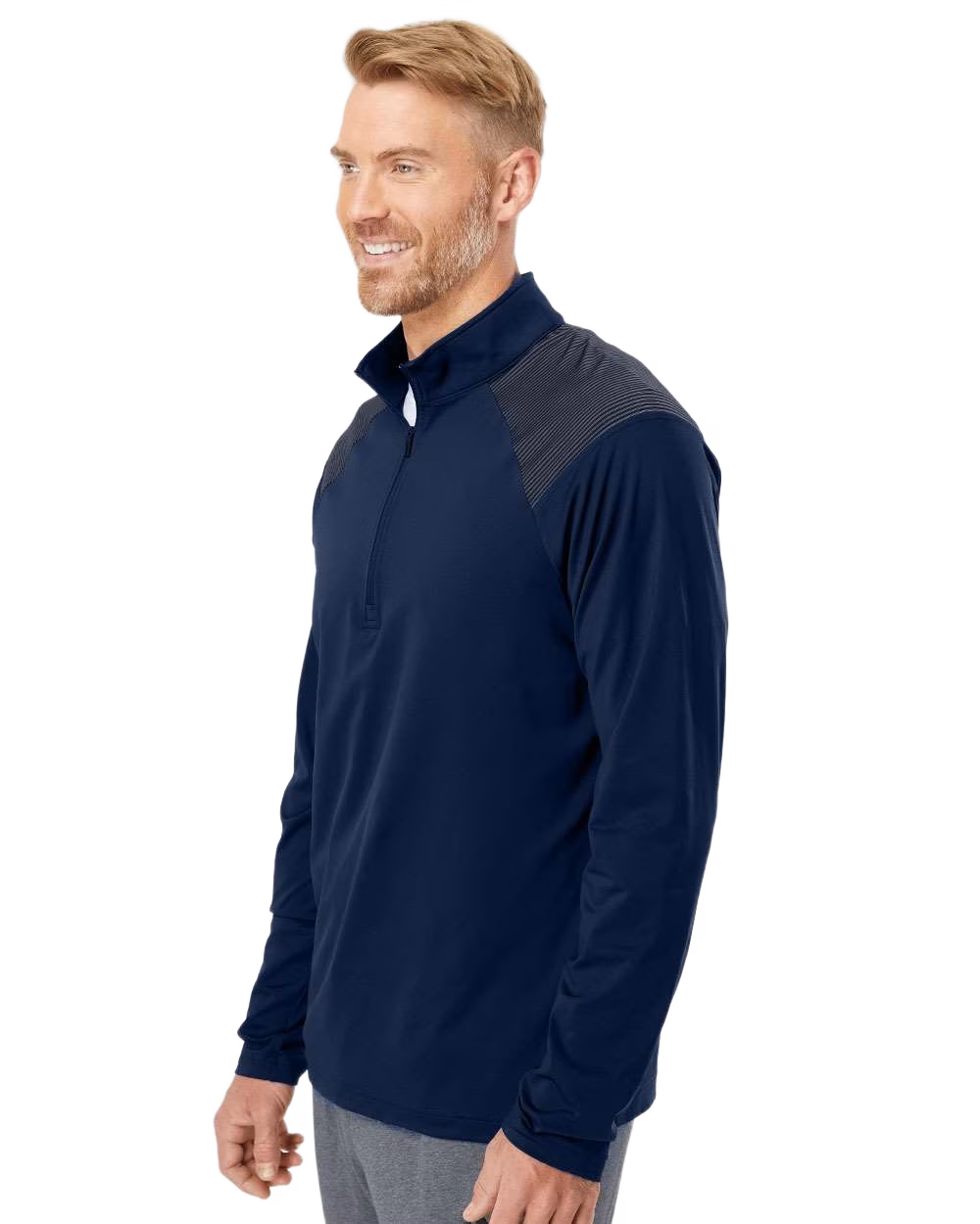 Adidas Embroidered Men's Shoulder Stripe Quarter-Zip Pullover