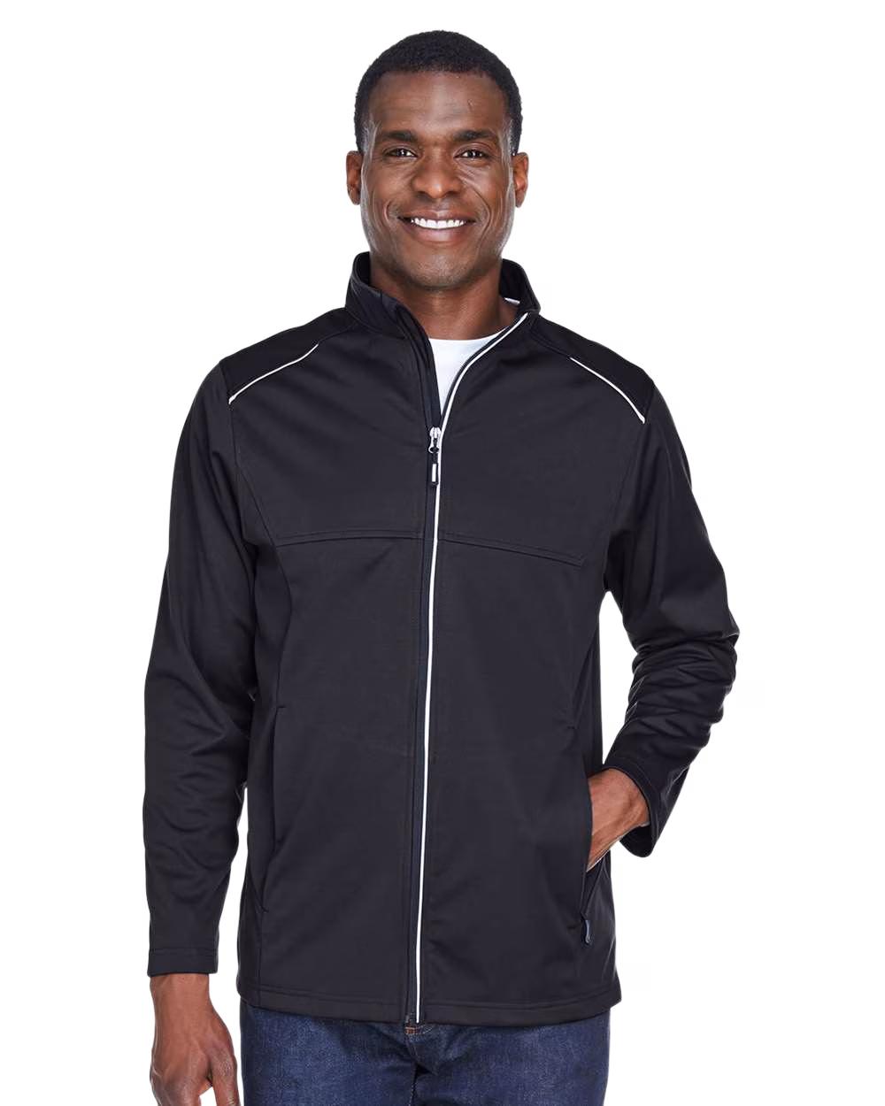 Core 365 Embroidered Men's Techno Lite Three-Layer Knit Tech-Shell Image - Core 365 Embroidered Men's Techno Lite Three-Layer Knit Tech-Shell