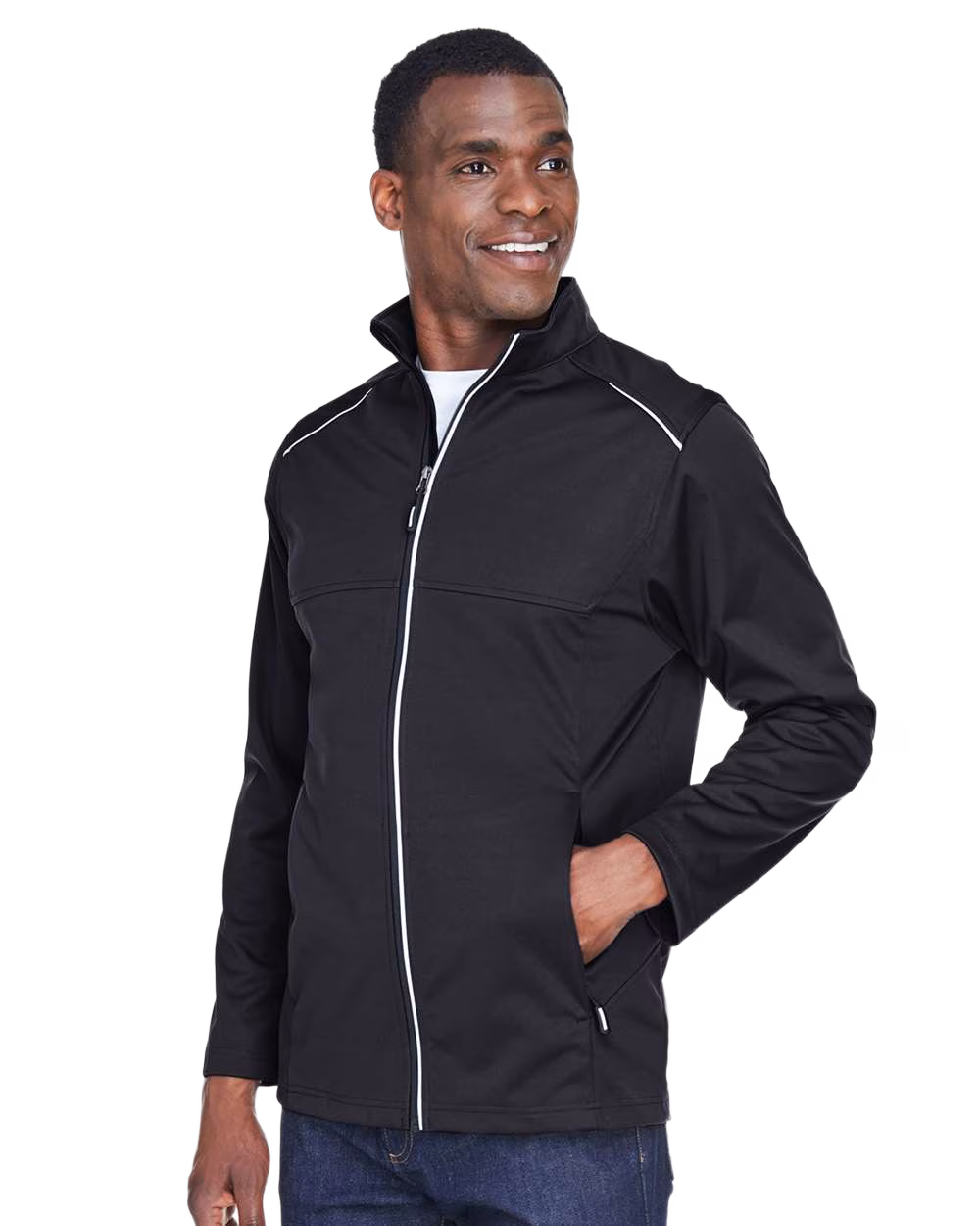 Core 365 Embroidered Men's Techno Lite Three-Layer Knit Tech-Shell