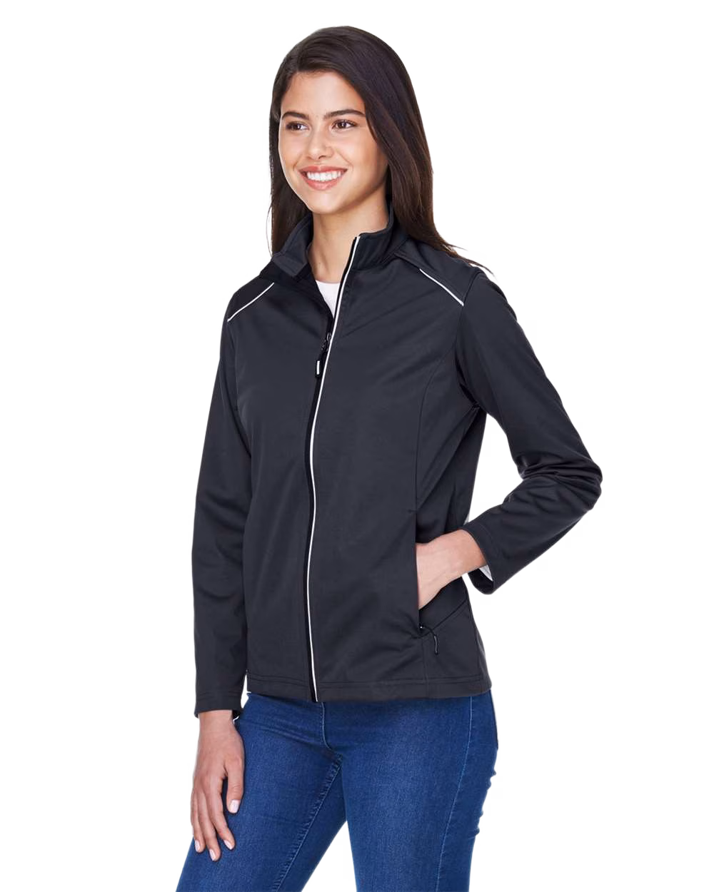 Core 365 Women's Embroidered Techno Lite Three-Layer Knit Tech-Shell