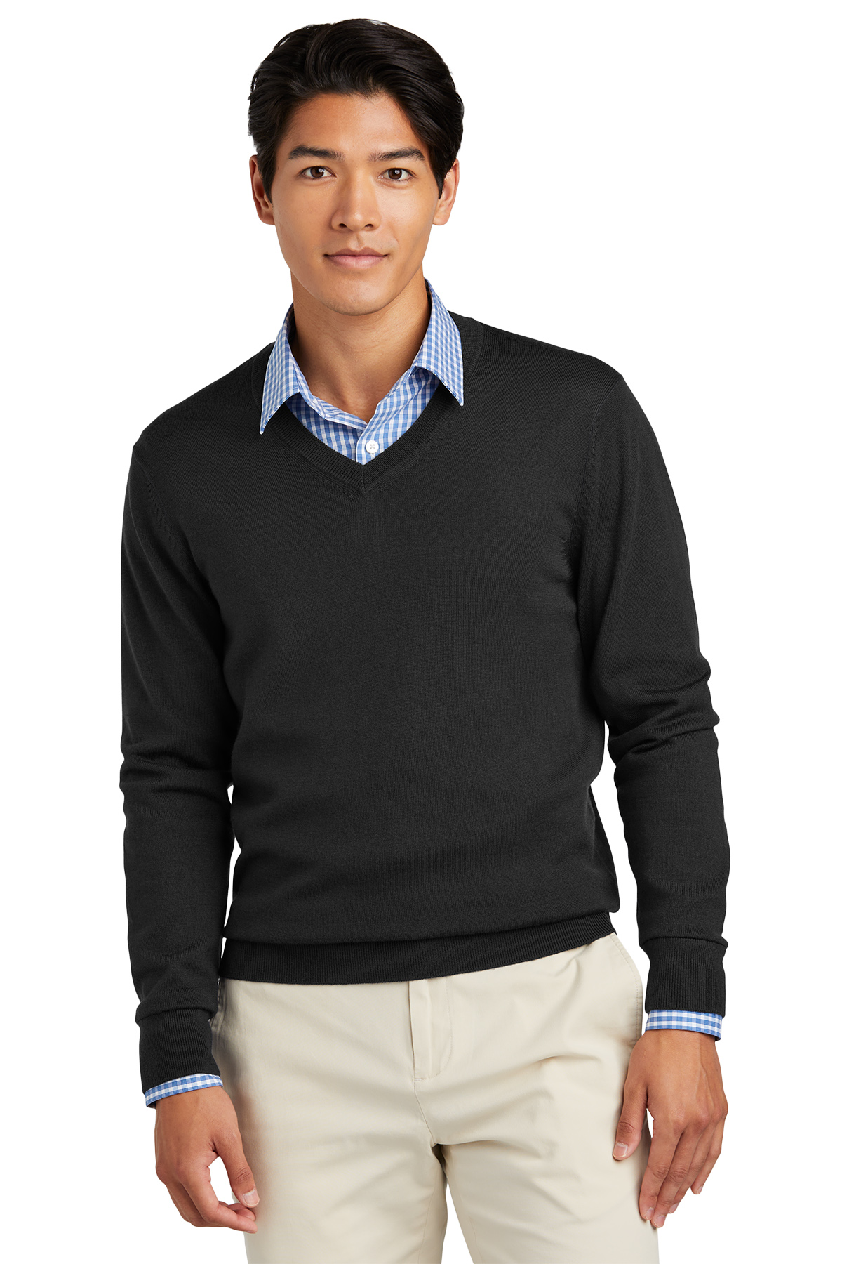 Brooks Brothers Embroidered Men's Washable Merino V-Neck Sweater