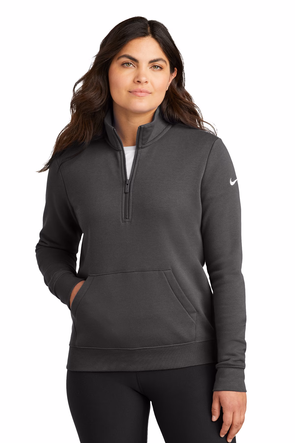 Nike Embroidered  Women's Club Fleece Sleeve Swoosh 1/2-Zip