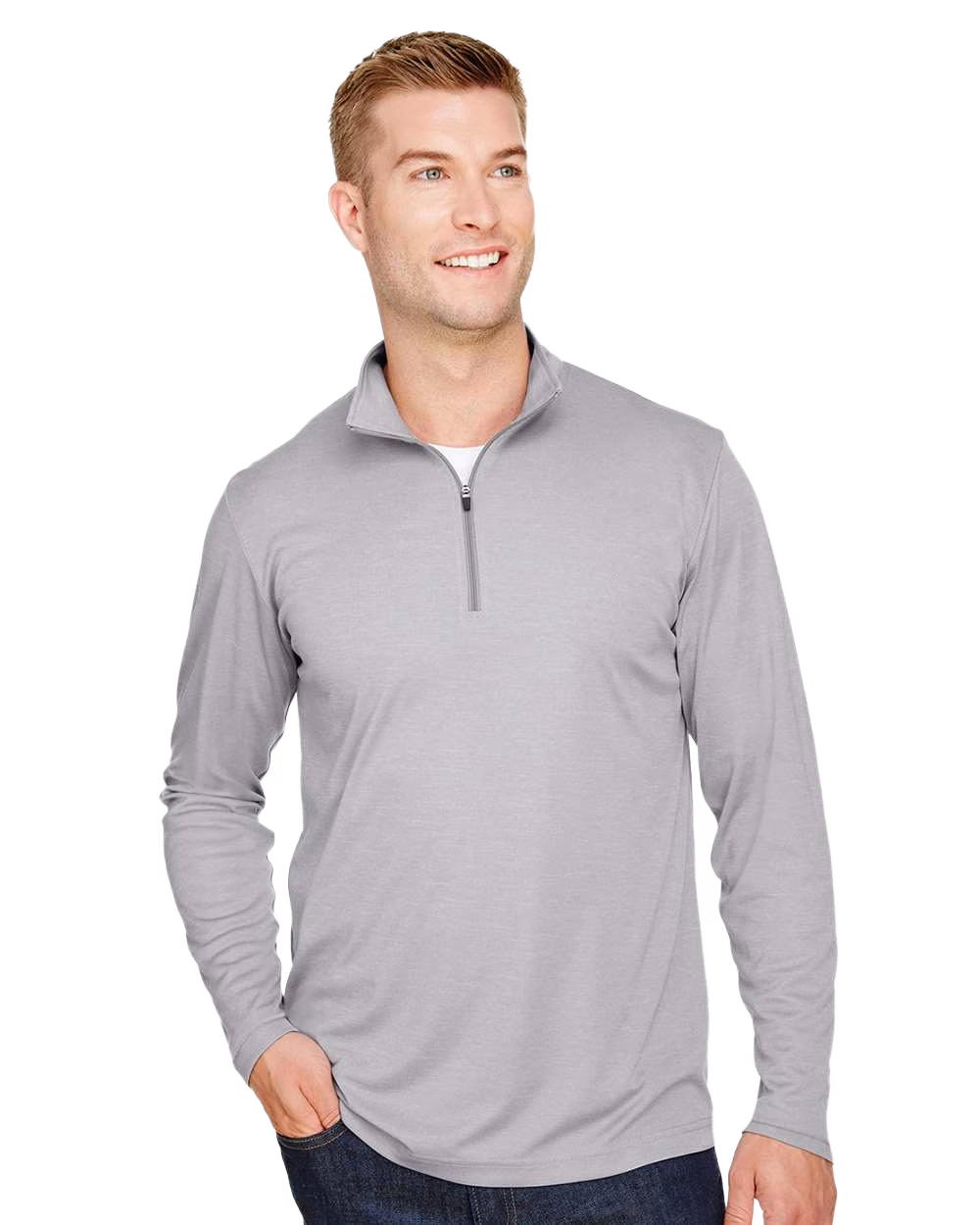 Team 365 Embroidered Men's Zone Sonic Heather Performance Quarter-Zip