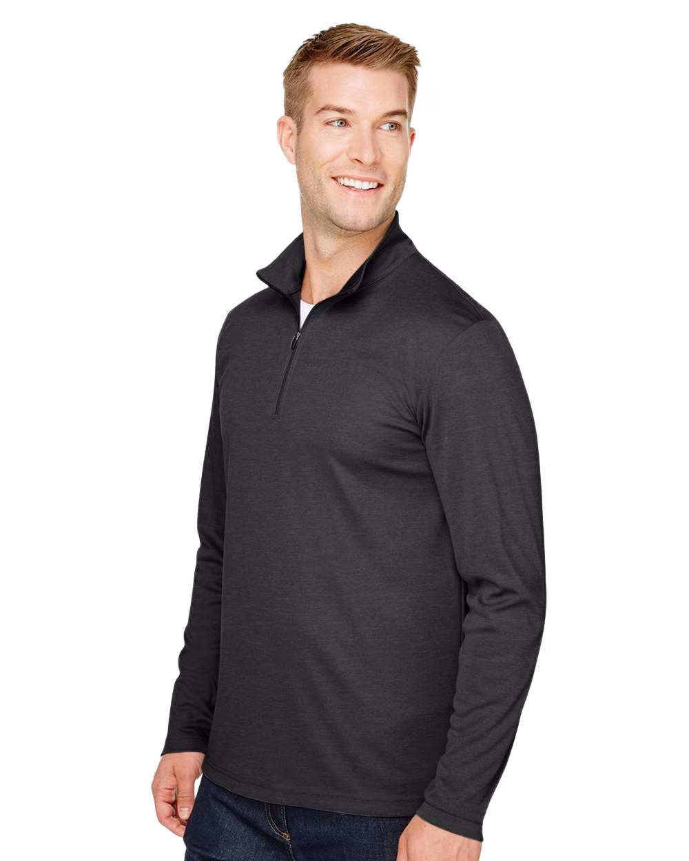Team 365 Embroidered Men's Zone Sonic Heather Performance Quarter-Zip