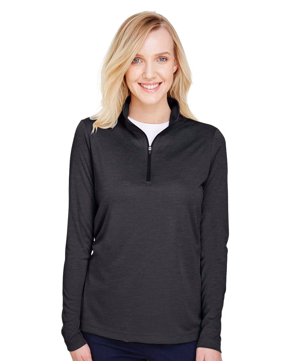 Team 365 Embroidered Women's Zone Sonic Heather Performance Quarter-Zip Image - Team 365 Embroidered Women's Zone Sonic Heather Performance Quarter-Zip