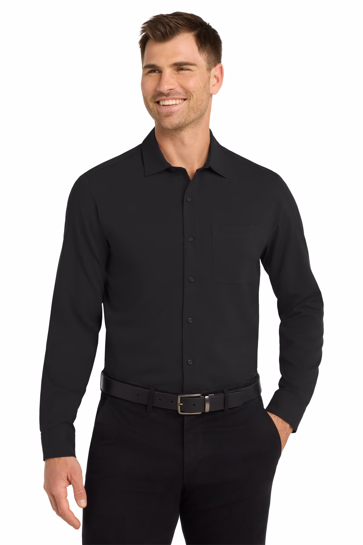 Port Authority Embroidered Men's Long Sleeve Performance Staff Shirt Image - Port Authority Embroidered Men's Long Sleeve Performance Staff Shirt
