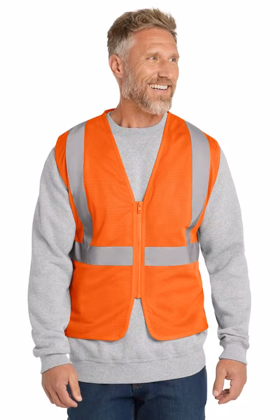 CornerStone Embroidered ANSI 107 Class 2 Economy Mesh Zippered Vest