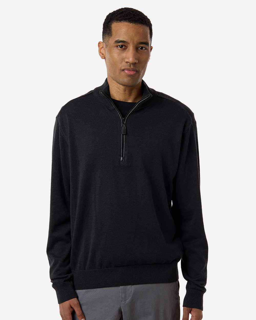 Devon and Jones Embroidered Men's Quarter-Zip Sweater