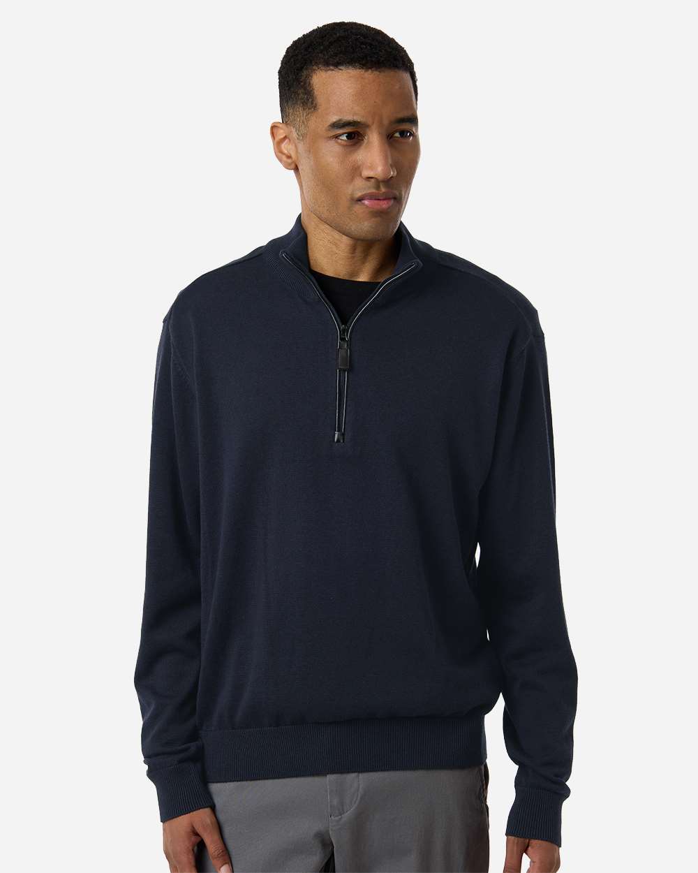 Devon and Jones Embroidered Men's Quarter-Zip Sweater Image - Devon and Jones Embroidered Men's Quarter-Zip Sweater