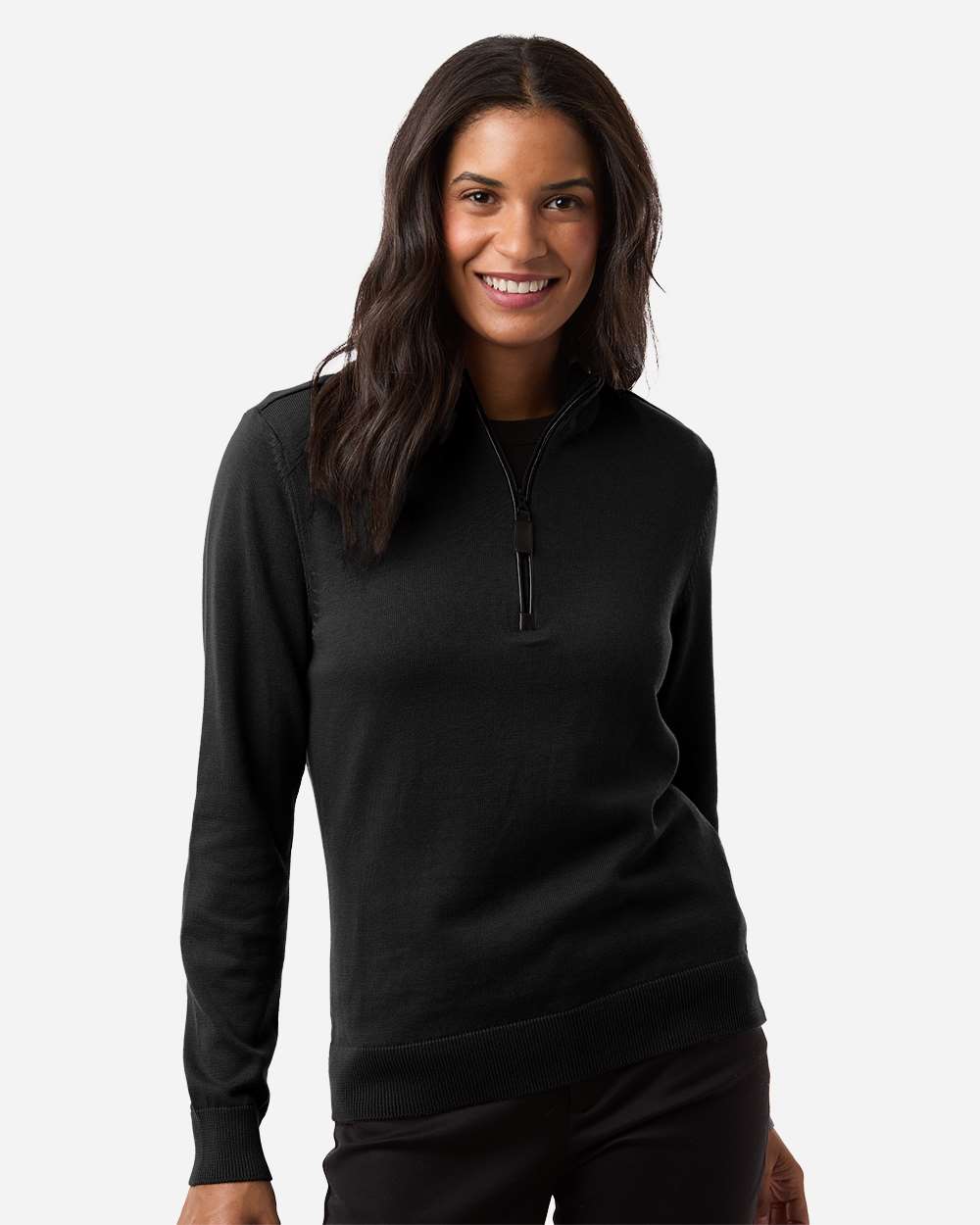 Devon & Jones Embroidered Women's Quarter-Zip Sweater