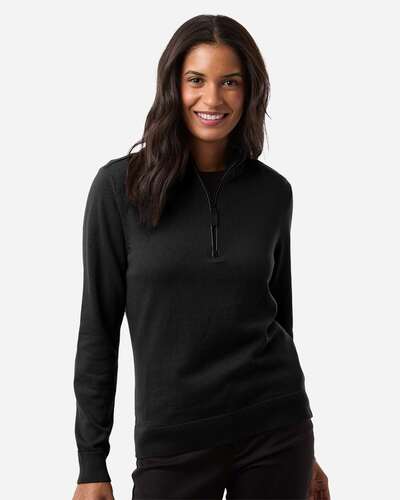 Devon & Jones Embroidered Women's Quarter-Zip Sweater