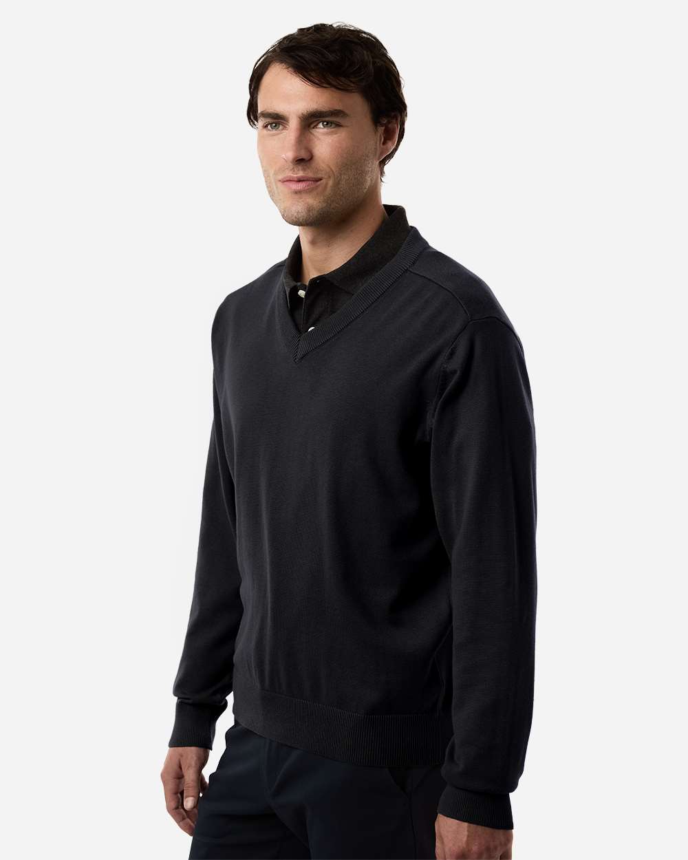 Devon & Jones Embroidered Men's V-Neck Sweater