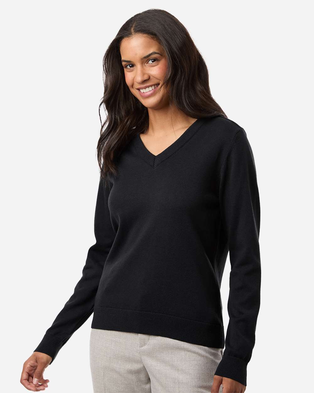 Devon & Jones Embroidered Women's V-Neck Sweater