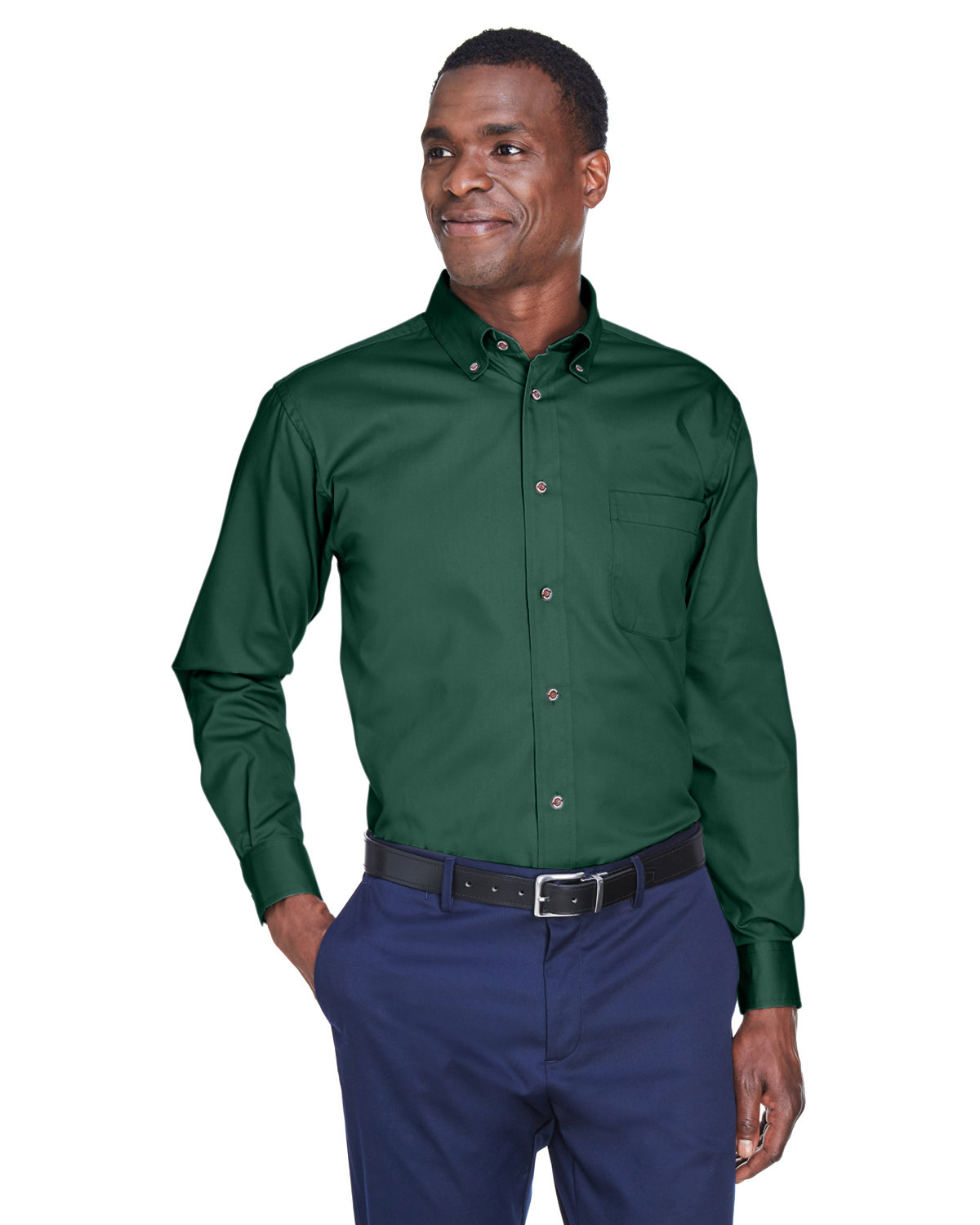 Harriton Embroidered Men's Easy Blend Long-Sleeve Twill Shirt