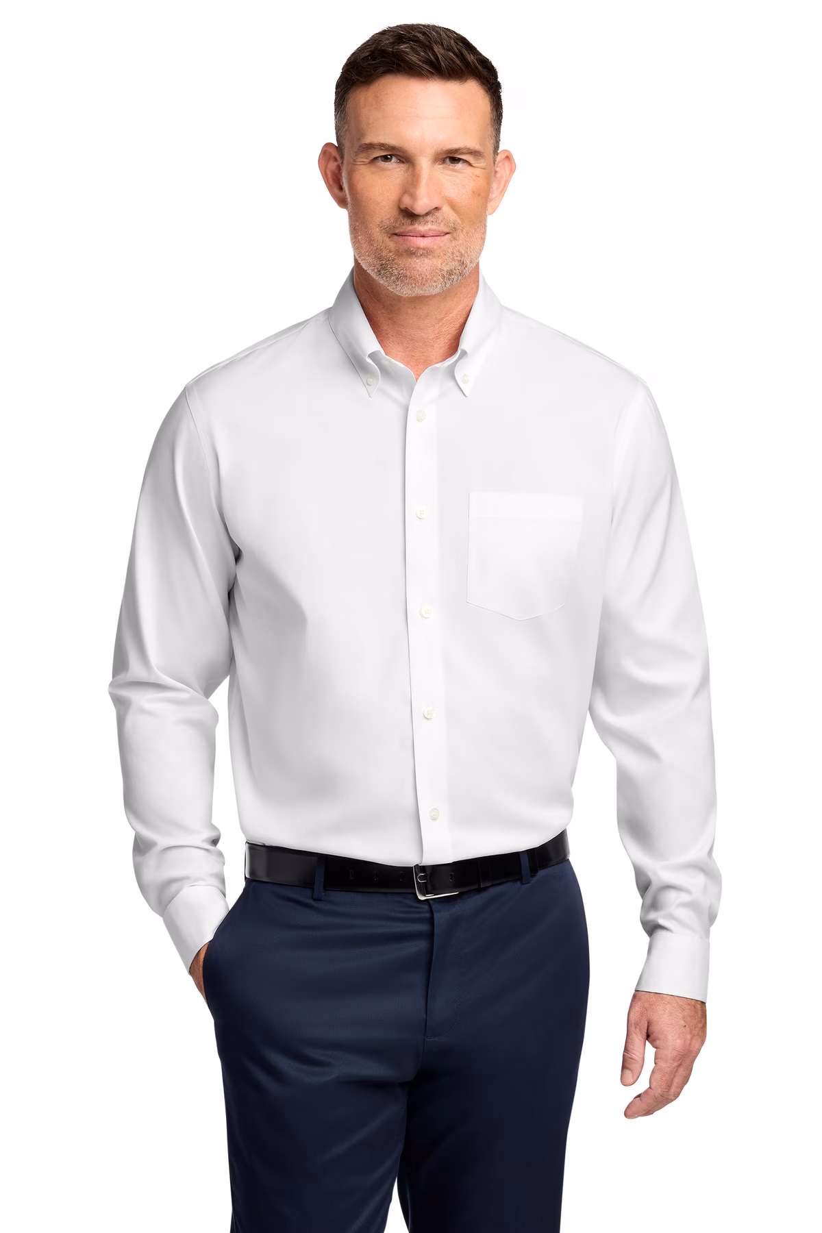 Brooks Brothers Embroidered Men's Wrinkle-Free Stretch Pinpoint Shirt Image - Brooks Brothers Embroidered Men's Wrinkle-Free Stretch Pinpoint Shirt