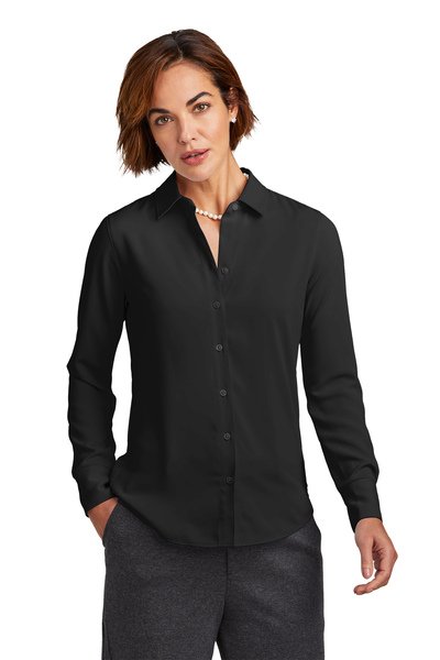 Brooks Brothers Embroidered Women's Full-Button Satin Blouse