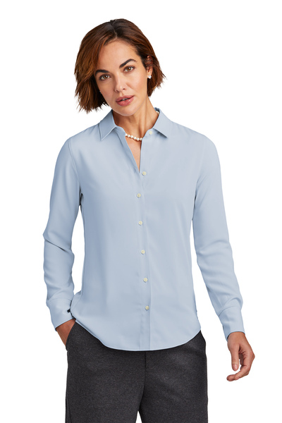 Brooks Brothers Embroidered Women's Full-Button Satin Blouse