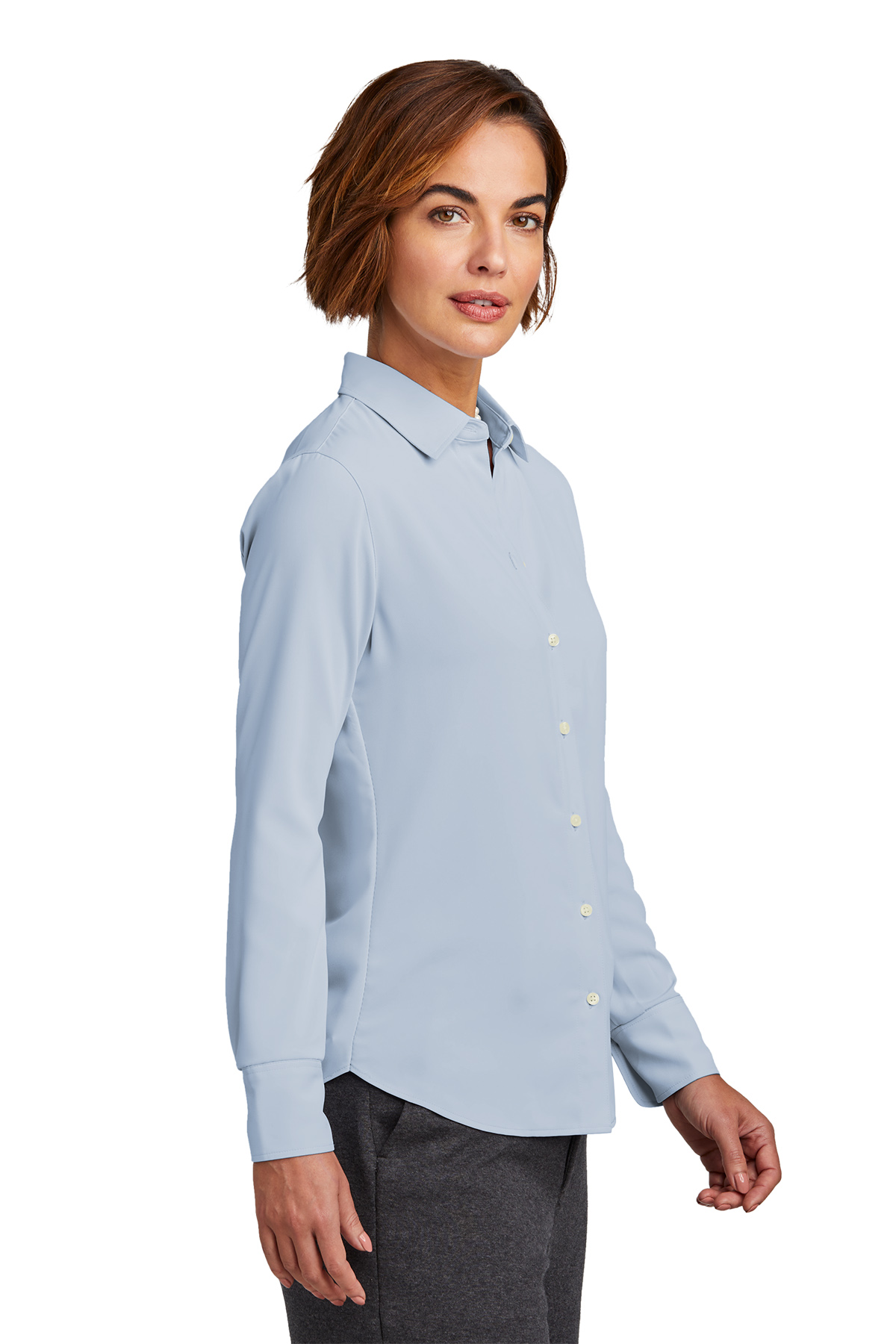 Brooks Brothers Embroidered Women's Full-Button Satin Blouse Thumb